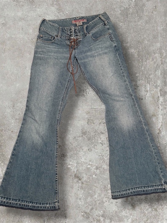 Silver Jeans Denim - Silver Jeans Women's Lace-Up Flare in Light Blue Wash